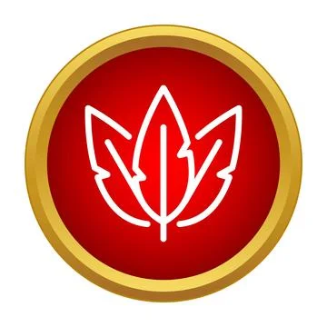 Three white feathers icon on red circle Stock Illustration