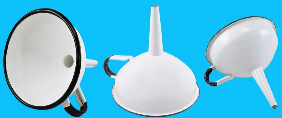 Three white funnel Stock Photos