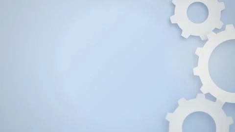 Three white gear cogs rotating seamless loop motion background Stock Footage 345657885