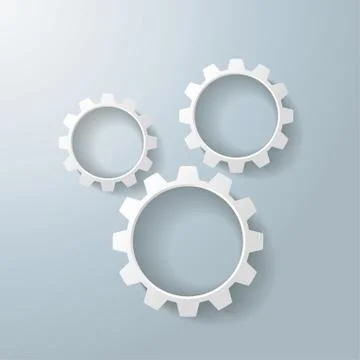 Three white gears Stock Illustration