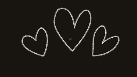 Three White Hearts on Black Background: A Symbol of Love and Affection Stock Footage 311143977