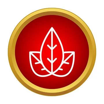 Three white leaves icon on a red button Stock Illustration