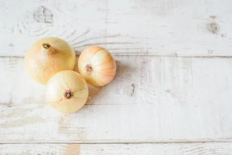 Three white onions Stock Photos