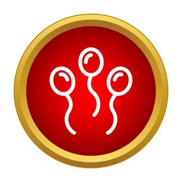 Three white outline balloons inside round red icon 스톡 일러스트
