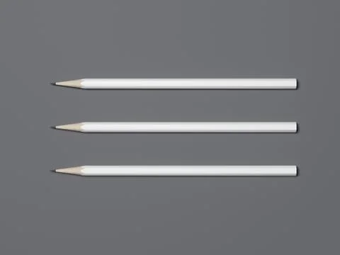 Three white pencils. 3d rendering Illustrazione stock