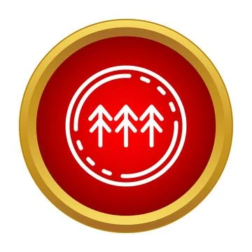 Three white pine tree icons inside red circle button Stock Illustration