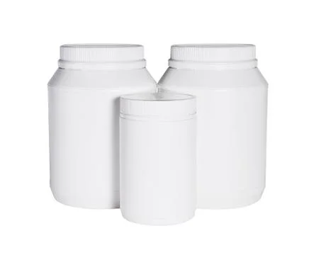 Three White Plastic Containers Stock Photos