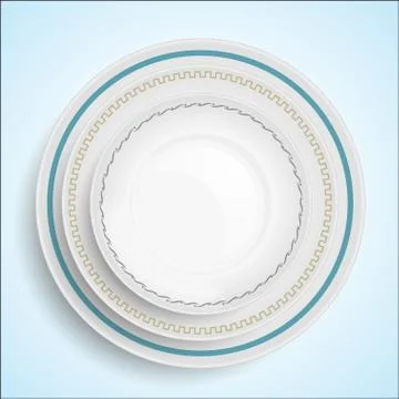 Three white plates stacked on top of each other Stock Illustration