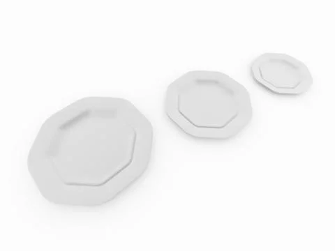 Three white plates on white background Stock Illustration