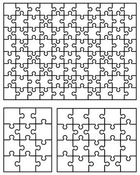Three white puzzles Stock Illustration