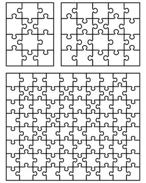 Three white puzzles Stock Illustration