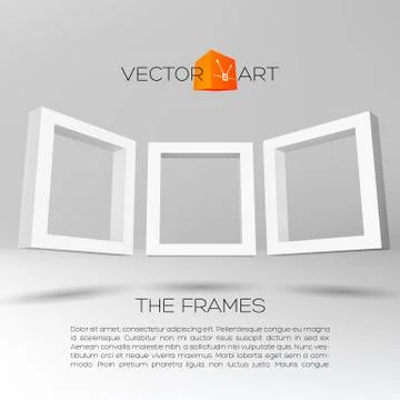 Three white rectangular 3D frames 스톡 일러스트