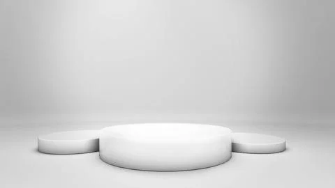 Three white round shape mockups on white background for product display gra.. Stock Photos
