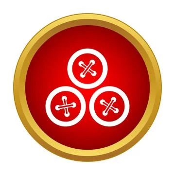 Three white sewing buttons on red circle app icon Stock Illustration