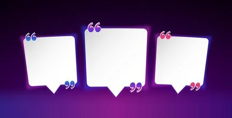 Three White Sheets for Quotes on a Blurred Purple Background Stock Illustration
