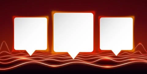 Three White Sheets for Quotes on a Wavy Glowing Red Background Stock Illustration