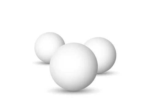 Three white spheres, balls or orbs. 3D vector objects with dropped shadow on Stock Illustration