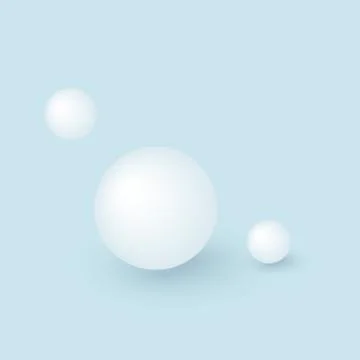 Three white spheres on blue background. Stock Illustration