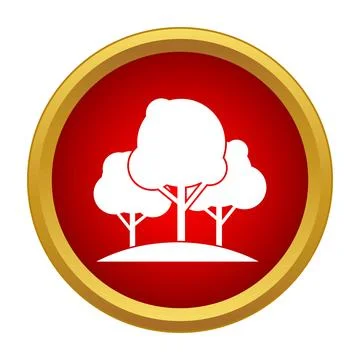 Three white trees forest grove icon illustration Stockillustratie