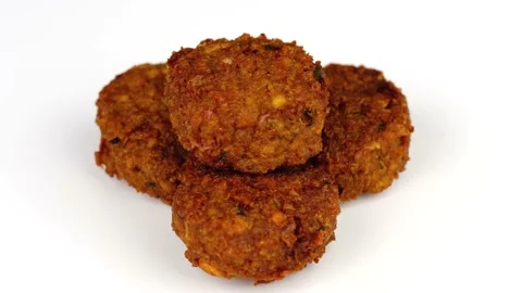Three whole falafel isolated on white background. Stock Footage 197009094