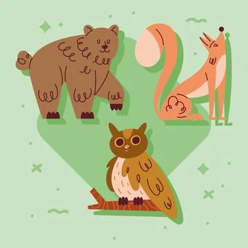 Three wild animals Stock Illustration