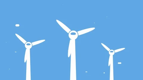 Three wind turbines animation Stock Footage 125610815