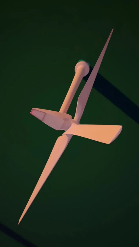 Three wind turbines are working in the sea constantly, all-round view Stock Footage 300539371