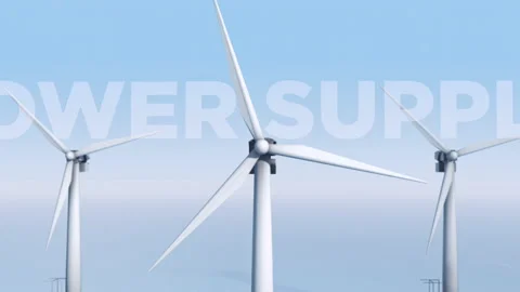 Three Wind Turbines. Blades Rotating around Rotor. Power Supply Diversification Stock Footage 164891337