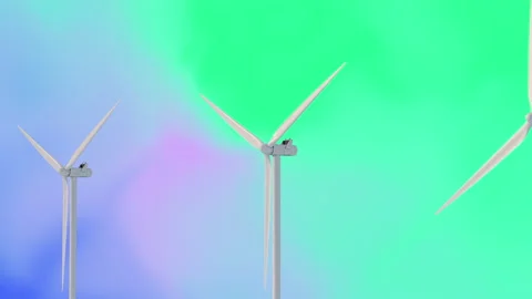 Three Wind Turbines. Blades Rotating Around Rotor. Stock Footage 236987666