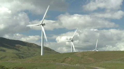 Three wind turbines Stock Footage 541308