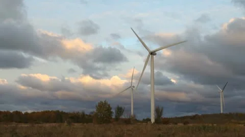 Three wind turbines Stock Footage 10572752
