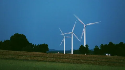 Three wind turbines Stock Footage 129128770