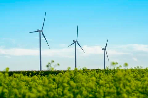 Three wind turbines Stock Photos