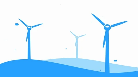 Three wind turbines with rotating blades Stock Footage 126690917