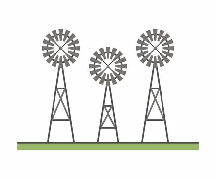 Three windmill Stock Illustration