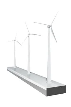 Three windmills Stock Illustration
