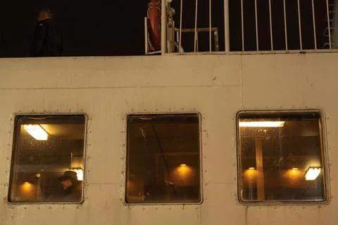 Three window on the ferry Stock Photos