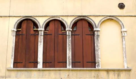 Three windows and blank one Stock Photos