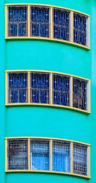 Three windows with bars Stock Photos