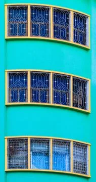 Three windows with bars Stock Photos