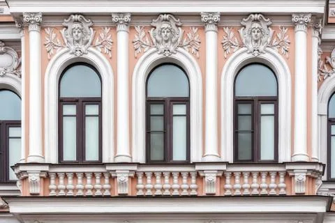 Three Windows with columns. Stock Photos