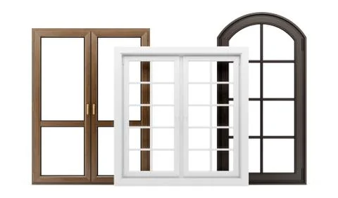 Three windows isolated on white background. 3d illustration Stock Illustration