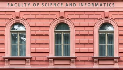 Three windows on a pink wall. Stock Photos