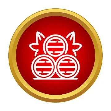 Three wine barrels with leaves vector icon Stock Illustration