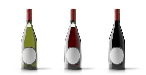 Three wine bottles on white Stock Illustration