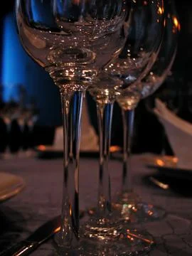 Three winy glasses on a table Stock Photos