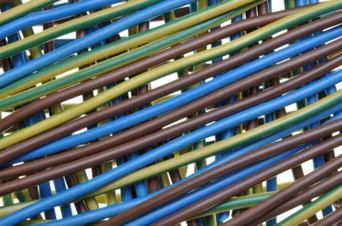 Three wire electric cable Stock Photos