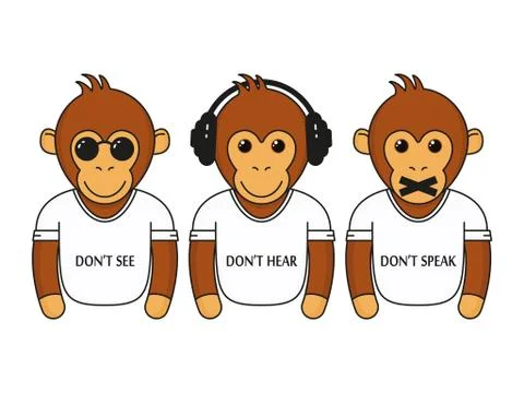 Three wise dressed monkeys Stock Illustration