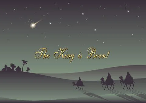 Three Wise Men are visiting Jesus Christ after His birth Illustrazione stock