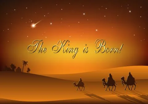 Three Wise Men are visiting Jesus Christ after His birth Illustrazione stock